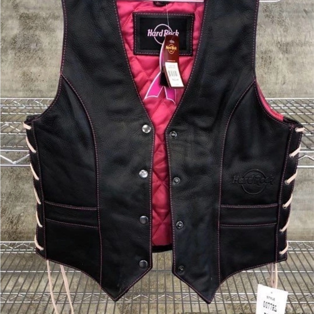 Hard Rock Cafe Black Leather Vest for Women